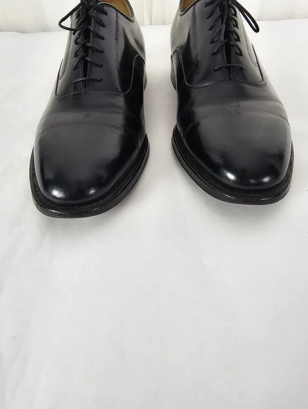 Johnston & Murphy Hyde Park II Black Leather Cap Toe Oxfords Dress Shoes 7.5 E/C